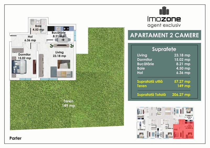 Militari, metrou Pacii, 2 camere, 57 mp, gradina, 150 mp